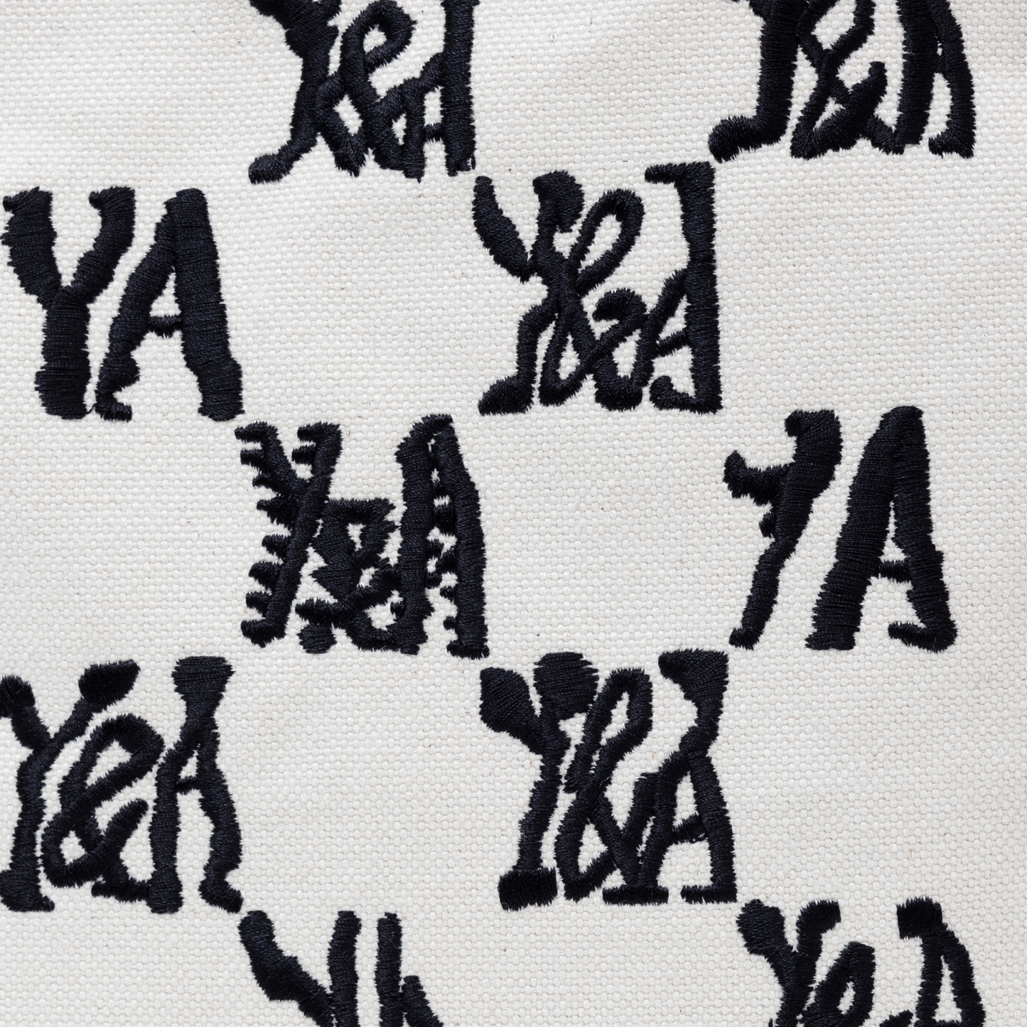 Y&A GRID ZIP TOTE – BLACK ON NATURAL
